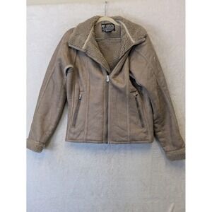 Kuhl Projekt Womens Small Faux Suede Shearling Sherpa‎ Lined Jacket Tan Full Zip